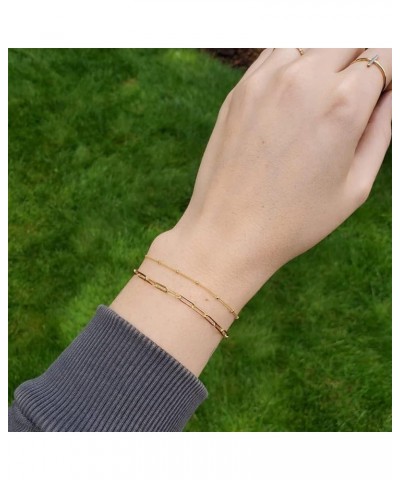 14k Gold Plated Bracelets for Women Herringbone Chain Bracelet Figaro Bracelet Satellite Bracelet Gold Bracelets for Women Gi...