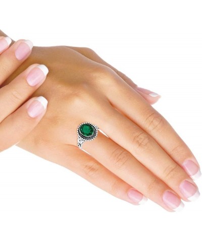 925 Sterling Silver Handmade Ring for Women 8x10 Oval Gemstone Fashion Jewelry for Gift (99051_R) Emerald Simulated $15.62 Rings