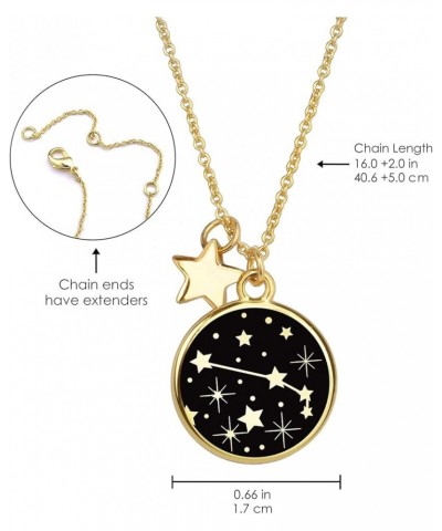 Zodiac Necklace for Women Gold Plated Black Round Disc Constellation Necklace Zodiac Star Charms Astrology Pendant Dainty Zod...