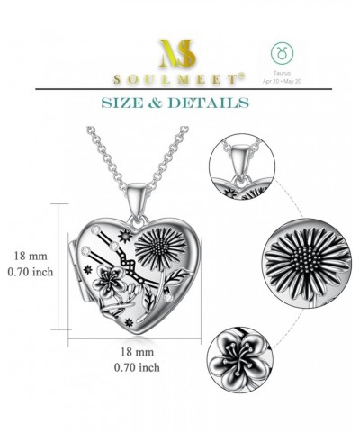 Heart Birth Flowers Zodiac Locket Necklace That Holds Picture Sterling Silver Personalized Various Months Constellation Photo...