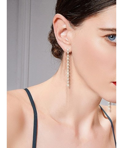 S925 Silver/Alloy Hook Sleek Chain Tassel Drop Earrings Long Crystal Fringe Dangle Simple Dainty Earrings Tassel Earrings Ova...