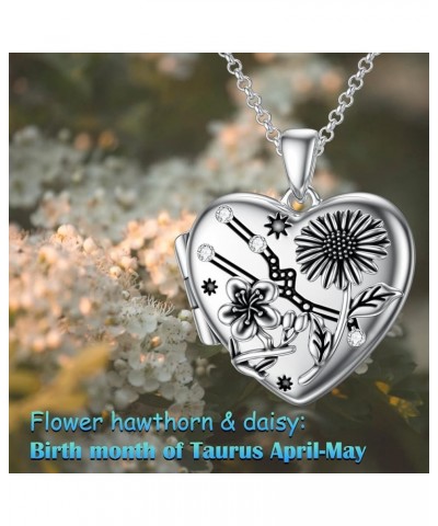 Heart Birth Flowers Zodiac Locket Necklace That Holds Picture Sterling Silver Personalized Various Months Constellation Photo...