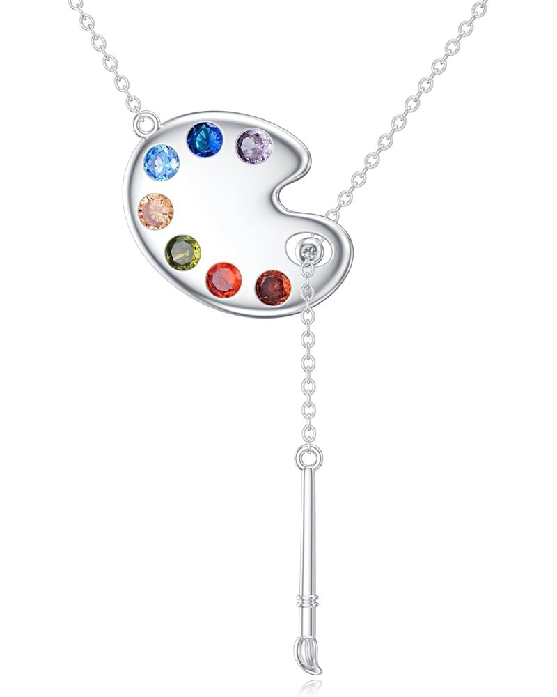 Artists Gifts for Women 925 Sterling Silver Crystal Chakra Palette/Dance/Soccer Necklace Art Jewelry Sports Gifts for Men Pai...