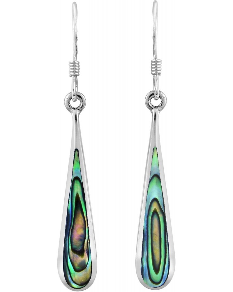 Sophisticated Long Teardrops Abalone Shell .925 Sterling Silver Dangle Earrings $8.61 Earrings