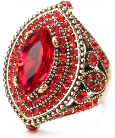 Women Ring - 32mm Big Size Antique Gold Plated Turkish Style Red Gemstone Vintage Ring Women Jewelry J0769RED $7.79 Rings