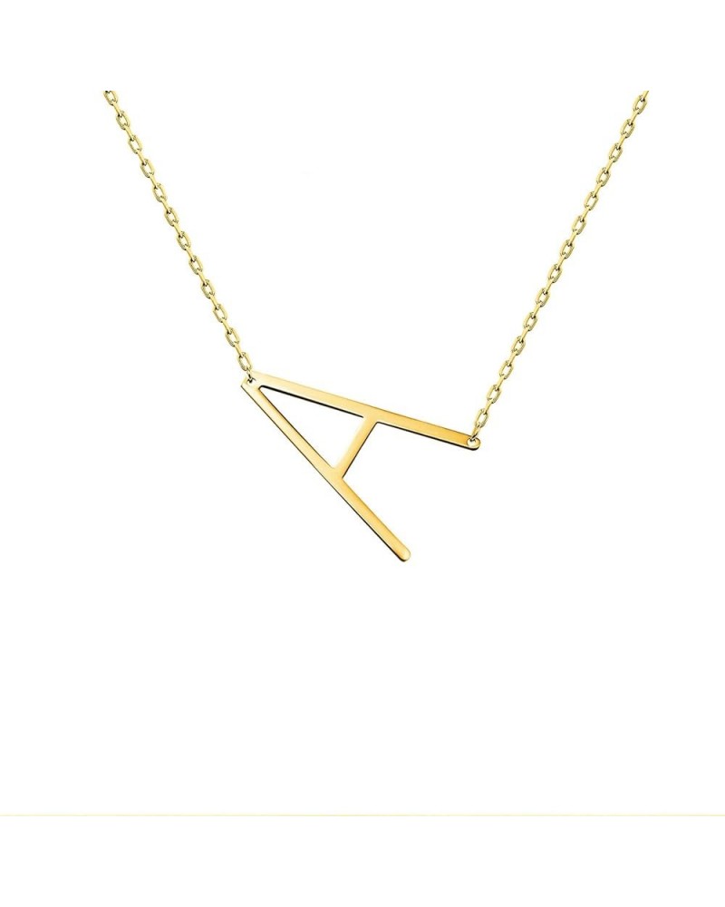 Stainless Steel Initial Letters Necklace for women and girls color gold and Silver from A-Z A-Gold $7.41 Necklaces