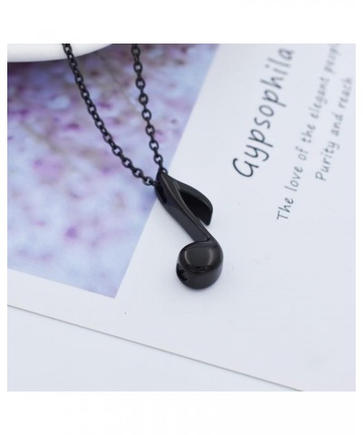 Music Note Memorial Urn Pendant Ash Keepsake Necklace Stainless Steel Music Instrument Cremation Jewelry Black $12.97 Necklaces