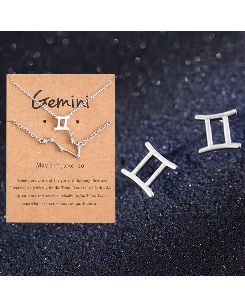 Zodiac Necklace Bracelets Studs Earring 3Pcs Jewelry Sets for Women 12 Constellation CZ Astrology Horoscope Birthday Gifts Ge...