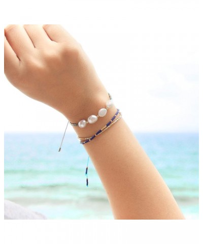 Colorful Seed Bead Friendship Bracelets Handmade New Summer Strand Bracelets Bangles for Women/Girls Blue 1A $7.65 Bracelets