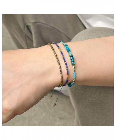 Colorful Seed Bead Friendship Bracelets Handmade New Summer Strand Bracelets Bangles for Women/Girls Blue 1A $7.65 Bracelets