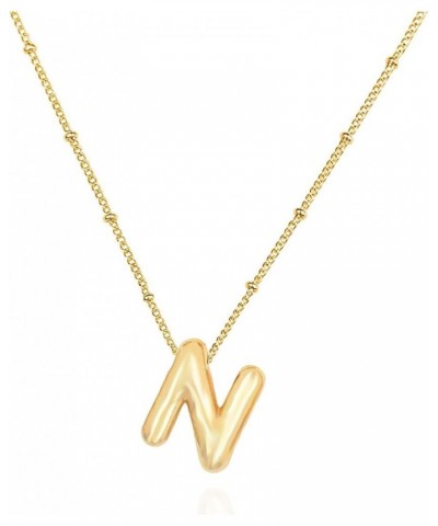 Bubble Letter Necklace for Women, Balloon Initial Necklaces 18k Gold Plated Chain Alphabet Pendant for Girls Teenager Wife Va...