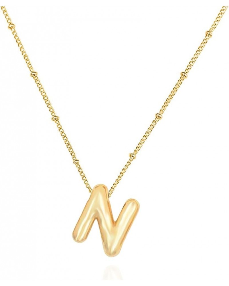 Bubble Letter Necklace for Women, Balloon Initial Necklaces 18k Gold Plated Chain Alphabet Pendant for Girls Teenager Wife Va...