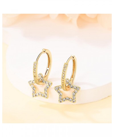 14K Gold Plated 925 Sterling Silver Earrings for Women Cubic Zirconia Huggie Earring Hypoallergenic Hoop Earrings Gold-Bright...