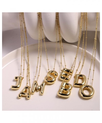 Bubble Letter Necklace for Women, Balloon Initial Necklaces 18k Gold Plated Chain Alphabet Pendant for Girls Teenager Wife Va...