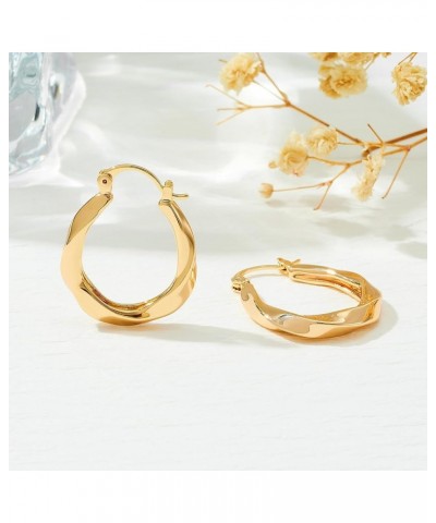 Gold Chunky Hoop Earrings for Women 14K Gold Plated S925 Huggie Hoop Earrings, Gold Polished Chunky Earrings Earing Delicate ...