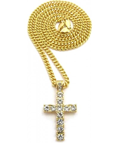 Micro Cross Pendant 20 inches to 24 inches Various Chain Necklace in Gold Tone Gold - 3mm 20" Cuban Chain $12.64 Necklaces