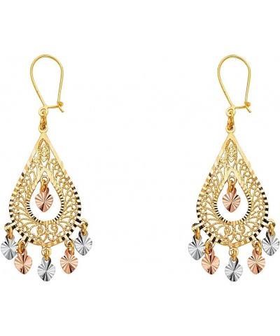 14k Tri Color Gold Fancy Chandelier Dangle Earrings (17 X 41mm) $147.60 Earrings