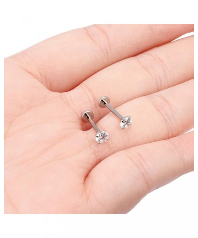 20g 18g 16g Titanium Internally Threaded Clear CZ Stud Piercing Jewelry for Nose/Tragus/Cartilage/Conch/Helix/Medusa/Lip/Labr...