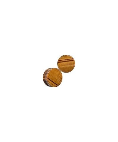 Womens 2Pc Natural Solid Tiger Eye Stone Double Flare Plug Ear Plug Gauges Set of 2 25mm (1") $8.15 Body Jewelry