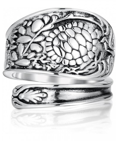 Sunflower Spoon Rings for Women Adjustable Silver Victorian Vintage Boho Floral Thumb Jewelry turtle $11.64 Rings