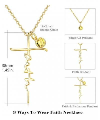 Faith Necklace for Women 925 Sterling Silver Cross Pendant Necklace Birthstone Initial Necklace Christian Religious Jewelry G...