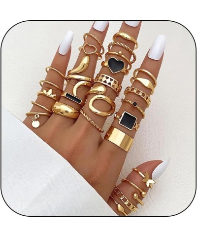 Gold Rings for Women Stackable Rings for Teen Girls Trendy Stuff Rhinestone Moon Star Knuckle Rings Set Boho Rings Cute Stuff...