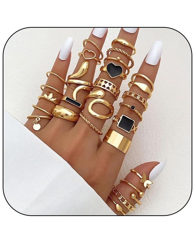 Gold Rings for Women Stackable Rings for Teen Girls Trendy Stuff Rhinestone Moon Star Knuckle Rings Set Boho Rings Cute Stuff...