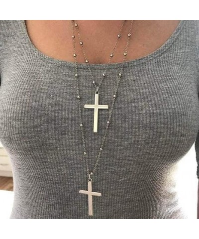 Boho Layered Cross Pendant Necklace Long Vintage Christian Necklaces Chain Jewelry for Women and Girls (Gold) Gold $6.33 Neck...