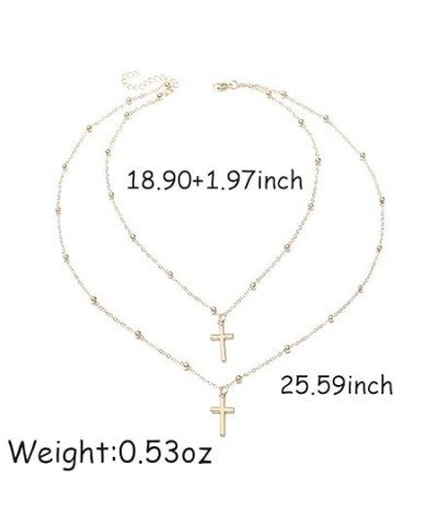 Boho Layered Cross Pendant Necklace Long Vintage Christian Necklaces Chain Jewelry for Women and Girls (Gold) Gold $6.33 Neck...