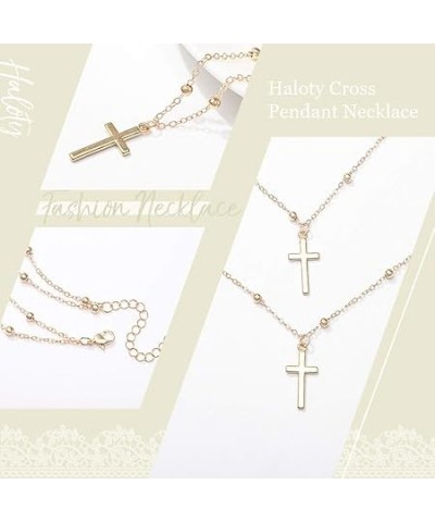 Boho Layered Cross Pendant Necklace Long Vintage Christian Necklaces Chain Jewelry for Women and Girls (Gold) Gold $6.33 Neck...