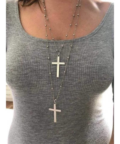 Boho Layered Cross Pendant Necklace Long Vintage Christian Necklaces Chain Jewelry for Women and Girls (Gold) Gold $6.33 Neck...