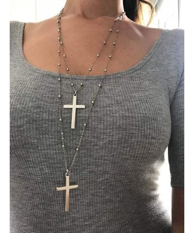 Boho Layered Cross Pendant Necklace Long Vintage Christian Necklaces Chain Jewelry for Women and Girls (Gold) Gold $6.33 Neck...