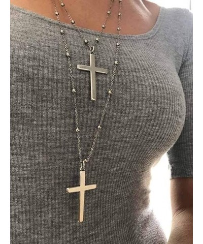 Boho Layered Cross Pendant Necklace Long Vintage Christian Necklaces Chain Jewelry for Women and Girls (Gold) Gold $6.33 Neck...