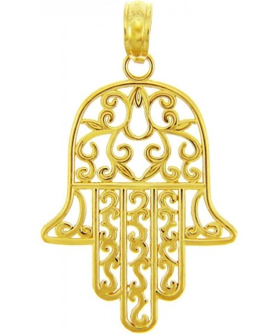 14k Yellow Gold Jewish Hamesh Hand Filigree Charm Hamsa Pendant $79.20 Pendants