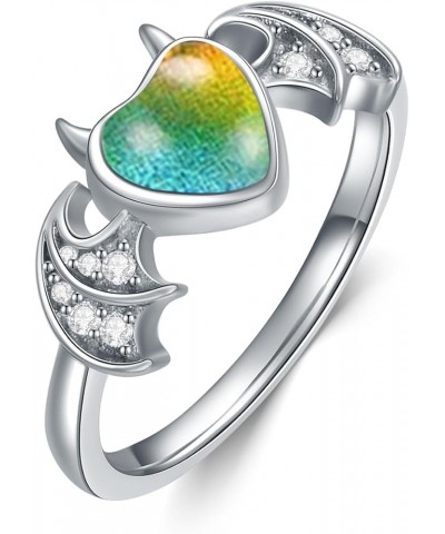 Mood Ring for Women Girls Sterling Silver Butterfly/Celtic Knot/Bat Wing/Spoon Mood Rings Color Changeable Adjustable Spoon R...