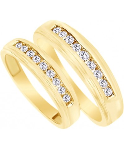 White Natural Diamond His and Hers Wedding Band Ring Set 14K Yellow Gold (0.38 Cttw) Men Size - 12 Women Size - 7 $434.24 Sets