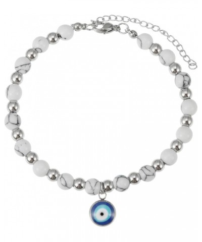 Natural Gemstone Evil Eye Lucky Bracelet for Women Girls White Turquoise $6.37 Bracelets