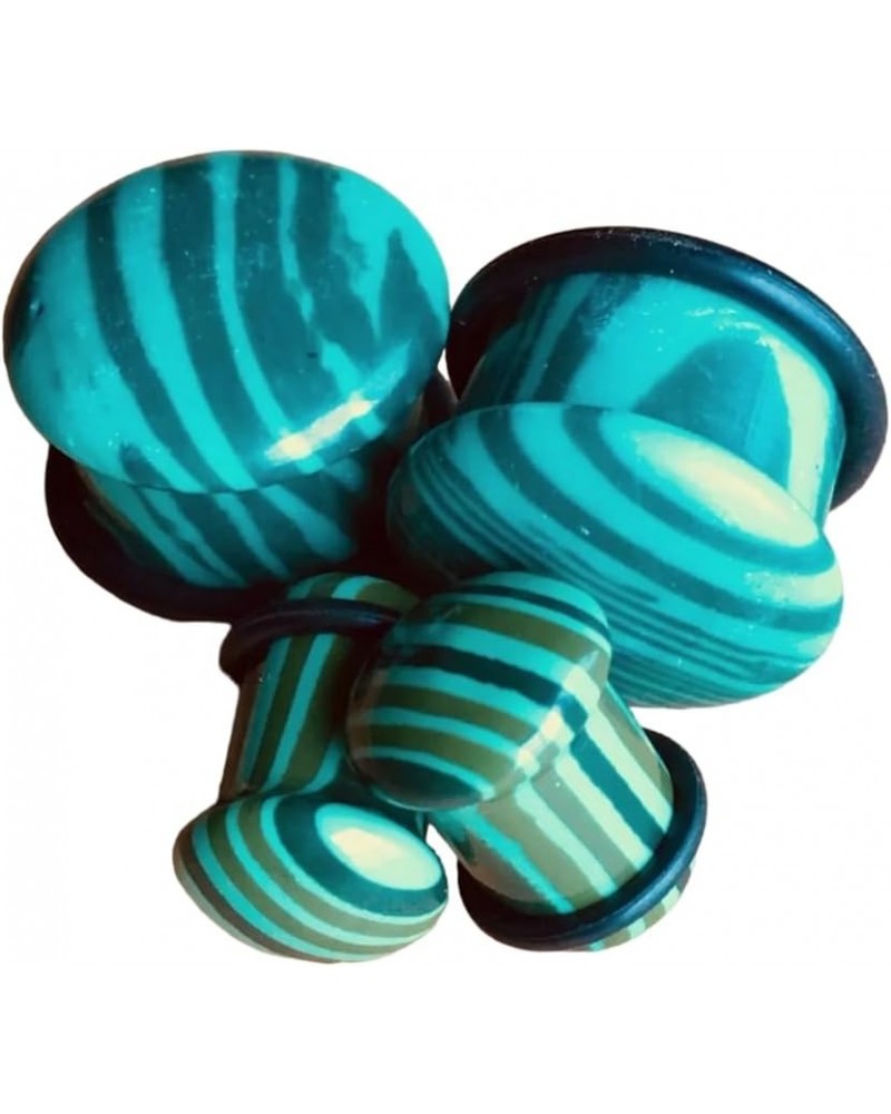 PAIR of Single Flare Malachite Stone Plugs Gauges Earlets Body Jewelry 14mm (9/16") $8.78 Body Jewelry