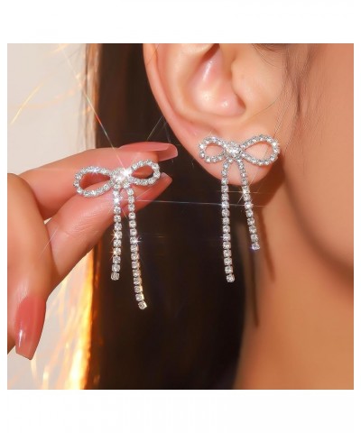 Rhinestone Crystal Dangle Linear Drop Chandelier Tassel Earrings for Women Girls Long Party Prom Earrings Christmas Statement...