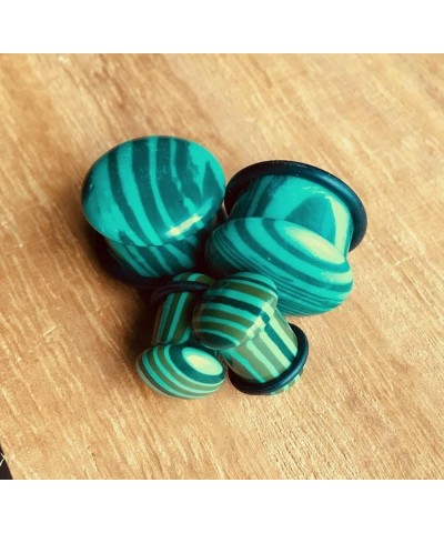 PAIR of Single Flare Malachite Stone Plugs Gauges Earlets Body Jewelry 14mm (9/16") $8.78 Body Jewelry