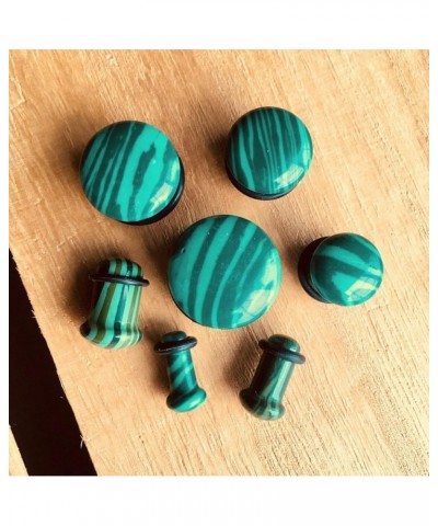 PAIR of Single Flare Malachite Stone Plugs Gauges Earlets Body Jewelry 14mm (9/16") $8.78 Body Jewelry