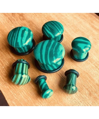 PAIR of Single Flare Malachite Stone Plugs Gauges Earlets Body Jewelry 14mm (9/16") $8.78 Body Jewelry