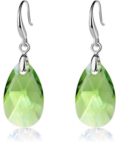 Austrian Crystal Teardrop Dangle Hook Earrings for Women 14K Gold Plated Hypoallergenic Jewelry Green $12.99 Earrings