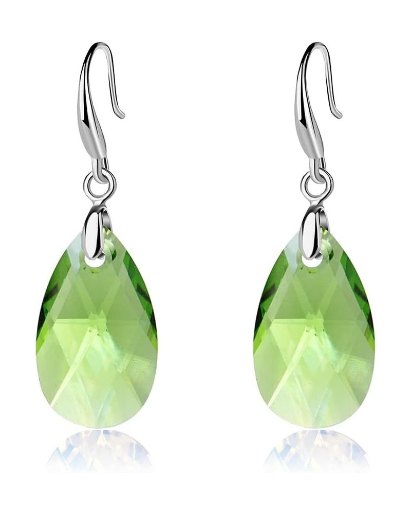 Austrian Crystal Teardrop Dangle Hook Earrings for Women 14K Gold Plated Hypoallergenic Jewelry Green $12.99 Earrings