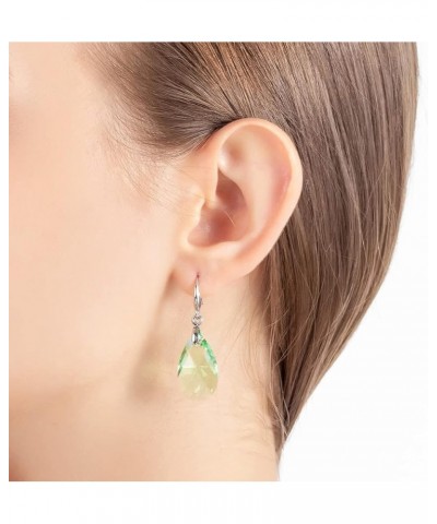 Austrian Crystal Teardrop Dangle Hook Earrings for Women 14K Gold Plated Hypoallergenic Jewelry Green $12.99 Earrings