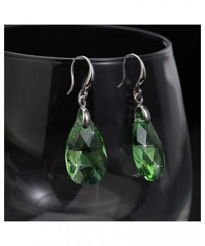 Austrian Crystal Teardrop Dangle Hook Earrings for Women 14K Gold Plated Hypoallergenic Jewelry Green $12.99 Earrings