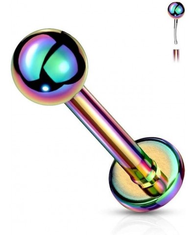 Push in Top Ball PVD Over Surgical Steel Threadless Labret, Monroe, Flat Back Stud 18GA, L: 8mm, Ball: 3mm, Rainbow $10.25 Bo...