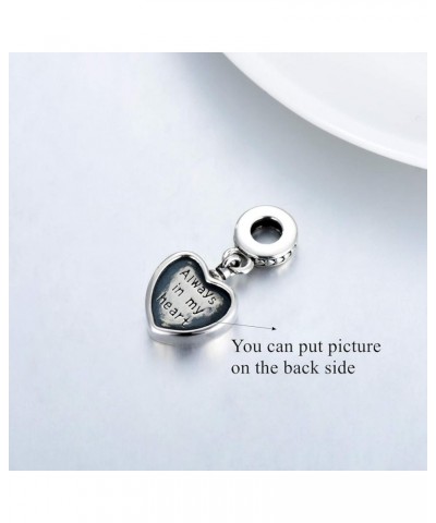 Heart Photo Charm Sterling Silver Cremation Keepsake Heart Urn Charm for Ashes for Bracelet Necklace Gift for Women Girls Hea...