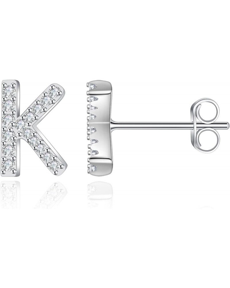 Moissanite Initial Earrings for Girls, Sterling Silver, 14K White Gold Vermeil, Letter Earrings for Women Men Gifts K $13.56 ...