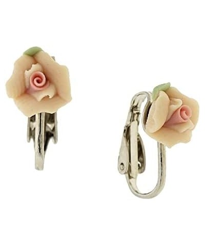 1928 Jewelry Women's Bridal Porcelain Rose Clip On Earrings Peach $10.34 Earrings